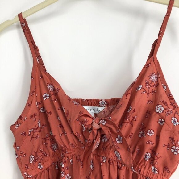 Streetwear Society Peach Floral Tank Top Casual summer buttoned mini dress S - Picture 4 of 15